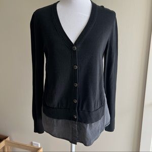 Madewell Black Cardigan Blouse with Shirt detail
